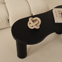 Luca - Black Solid Wood Large Irregular Coffee Table 92cm x 48cm
