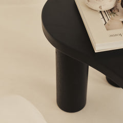 Luca - Black Solid Wood Large Irregular Coffee Table 92cm x 48cm