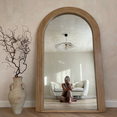 Luciana - Full Length Arched Washed Wood Mirror 180cm x 110cm