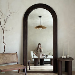 Luciana - Full Length Arched Charred Wood Mirror 196cm x 104cm