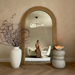 Luciana - Full Length Arched Washed Wood Mirror 180cm x 110cm