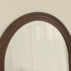 Luciano - Dark Wood Arched Overmantle Mirror 120cm x 100cm