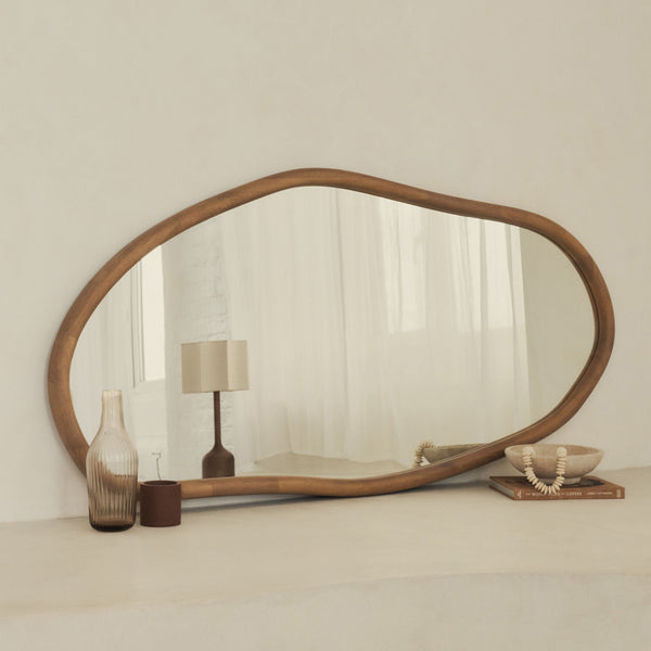 Aaliyah - Warm Wood Irregular Wall Mirror 150cm x 75cm