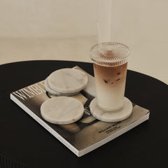 Marbelle - White Marble Coasters Set of 4 Round