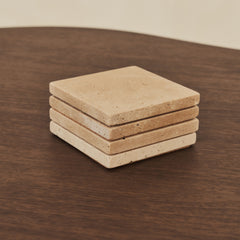 Marbelle - Cream Travertine Coasters Set of 4 Square