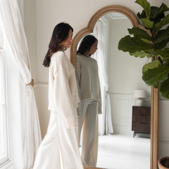 Melilla - Washed Wood Arched Full Length Mirror 190cm x 99cm