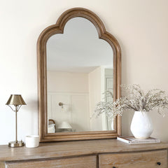 Melilla - Washed Wood Arched Mirror 120cm x 80cm
