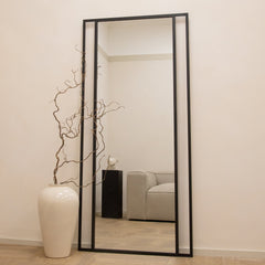 Parallel - Large Full Length Black Metal Mirror 170cm x 80cm