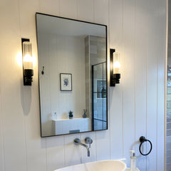 Theo - Black Rectangular Metal Wall Mirror 90cm x 60cm