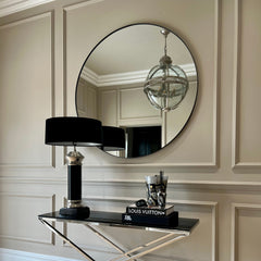 Theo - Black Round Metal Extra Large Wall Mirror 120cm x 120cm