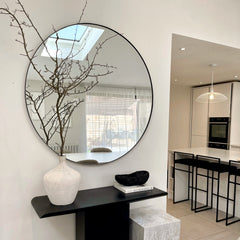 Theo - Black Round Metal Extra Large Wall Mirror 120cm x 120cm