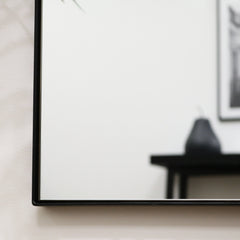 Theo - Black Rectangular Metal Wall Mirror 90cm x 60cm