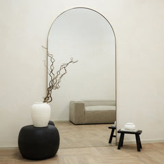 Theo - Full Length Extra Large Gold Arched Metal Mirror 200cm x 100cm