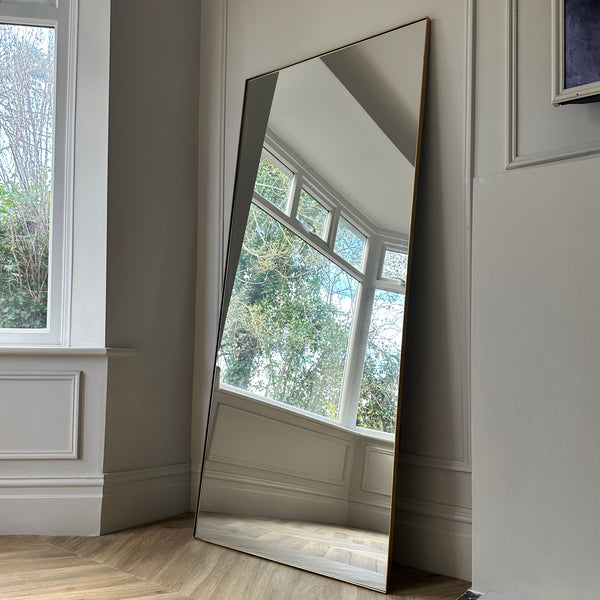Theo - Full Length Gold Rectangular Large Metal Mirror 179cm x 80cm