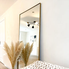 Theo - Full Length Gold Rectangular Large Metal Mirror 179cm x 80cm