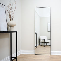 Theo - Full Length Black Rectangular Large Metal Mirror 179cm x 60cm