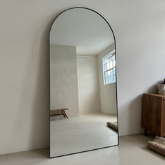 Theo - Full Length Extra Large Black Arched Metal Mirror 200cm x 100cm