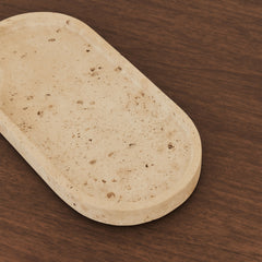 Travara - Cream Travertine Oval Decorative Tray