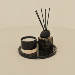 Travara - Black Marble Round Decorative Tray