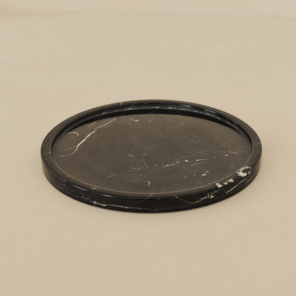 Travara - Black Marble Round Decorative Tray