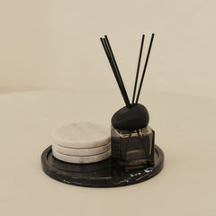 Travara - Black Marble Round Decorative Tray