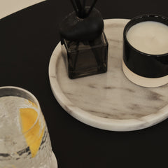 Travara - White Marble Round Decorative Tray
