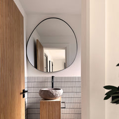 Ava - Black Pond Shaped Irregular Mirror 94cm x 94cm