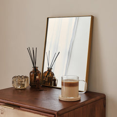 Theo - Gold Rectangular Metal Wall Mirror 40cm x 30cm