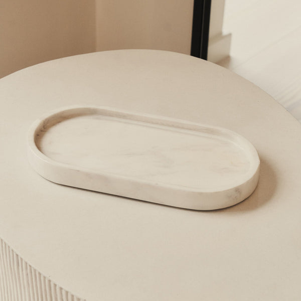 Travara - White Marble Oval Decorative Tray