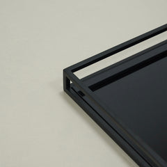 Brooklyn - Black Modern Large Rectangle Tinted Mirrored Decorative Tray