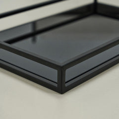 Brooklyn - Black Modern Large Rectangle Tinted Mirrored Decorative Tray