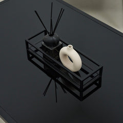 Brooklyn - Black Modern Rectangle Tinted Mirrored Decorative Tray