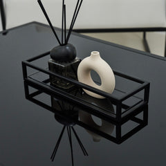 Brooklyn - Black Modern Rectangle Tinted Mirrored Decorative Tray