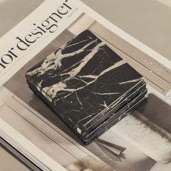 Marbelle - Black Marble Coasters Set of 4 Square