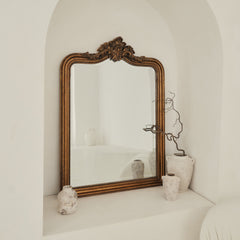 James - Large Gold Arched Wall Mirror 110cm x 80cm