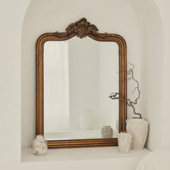 James - Large Gold Arched Wall Mirror 110cm x 80cm