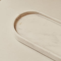 Travara - White Marble Oval Decorative Tray