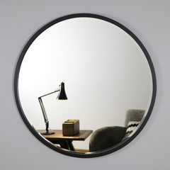 Higgins - Black Metal Modern Round Wall Mirror 80cm x 80cm