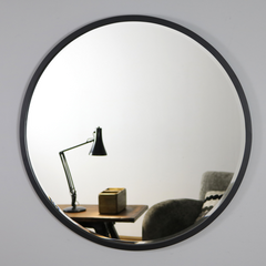 Higgins - Black Metal Modern Round Wall Mirror 100cm x 100cm