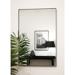 Theo - Black Rectangular Metal Wall Mirror 90cm x 60cm