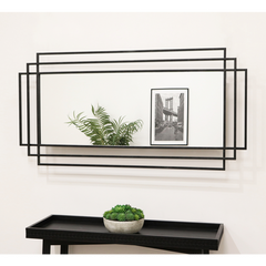 Amalfi - Large Black Rectangular Metal Mirror 140cm x 70cm