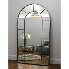 Chicago - Crushed Black Industrial Arched Full Length Metal Mirror 179cm x 100cm