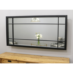 Boston - Black Industrial Metal Console Mirror 140cm x 70cm