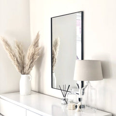 Theo - Black Rectangular Metal Wall Mirror 90cm x 60cm